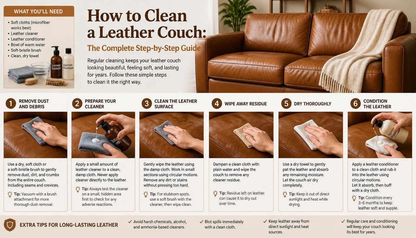 how to clean leather couch